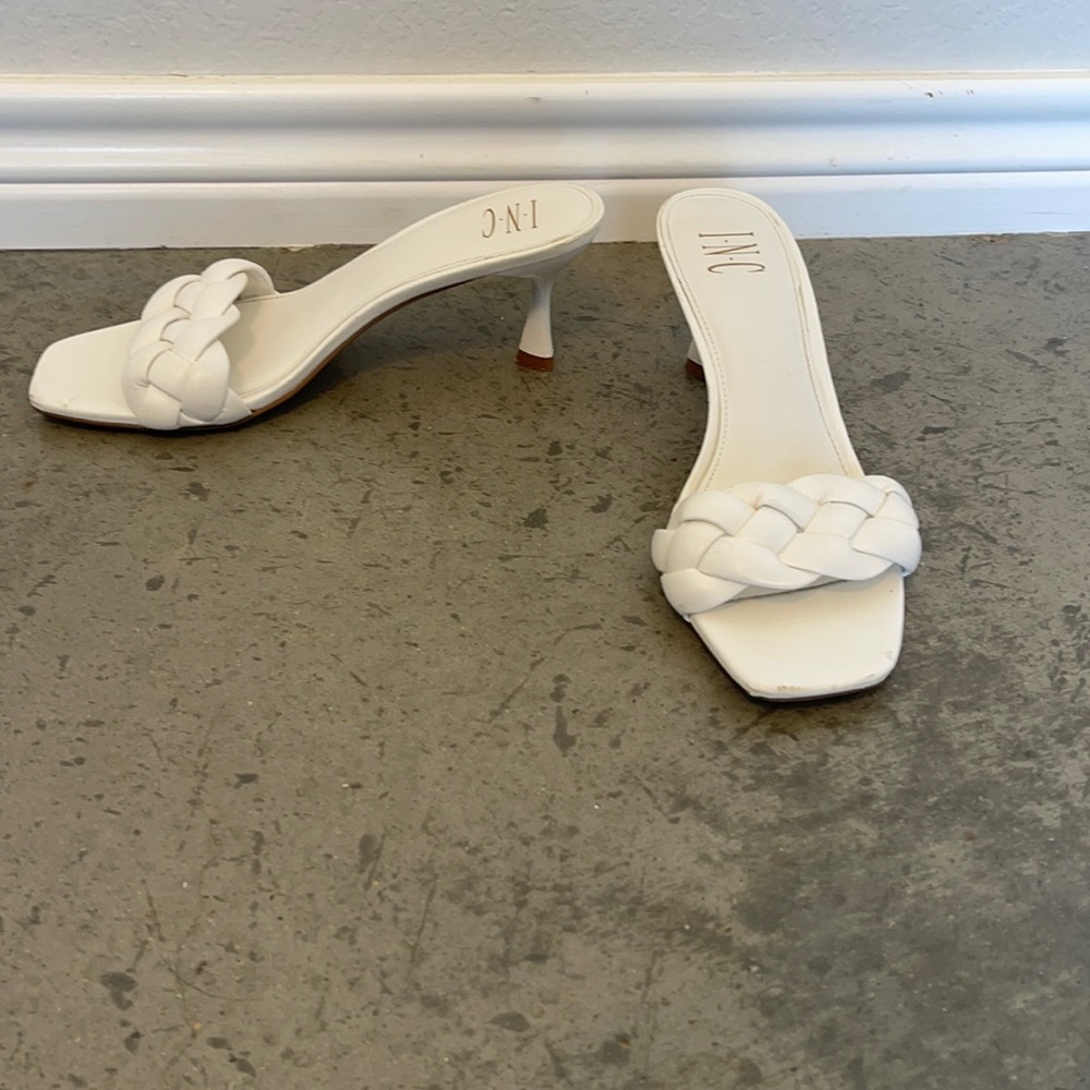 White kitten heels